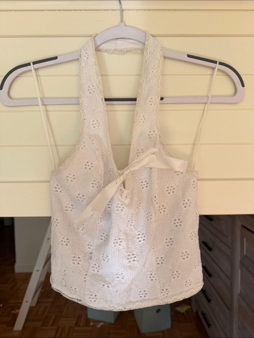 Y2K Self Esteem White Lace Halter Camisole